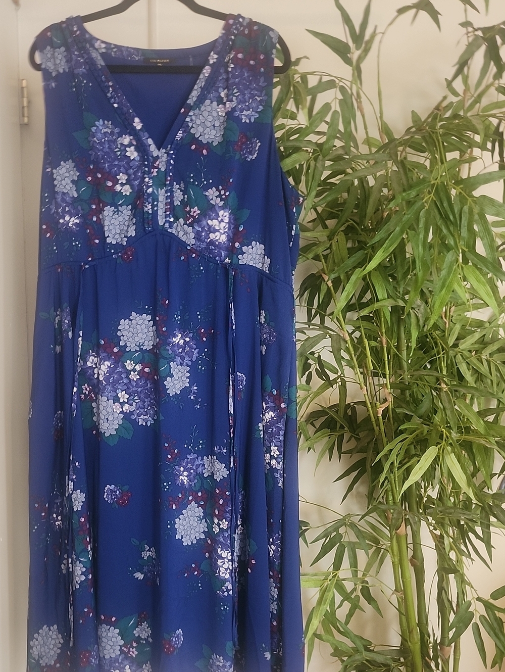 Kobi Halperin Blue Floral V-Neck Maxi Dress